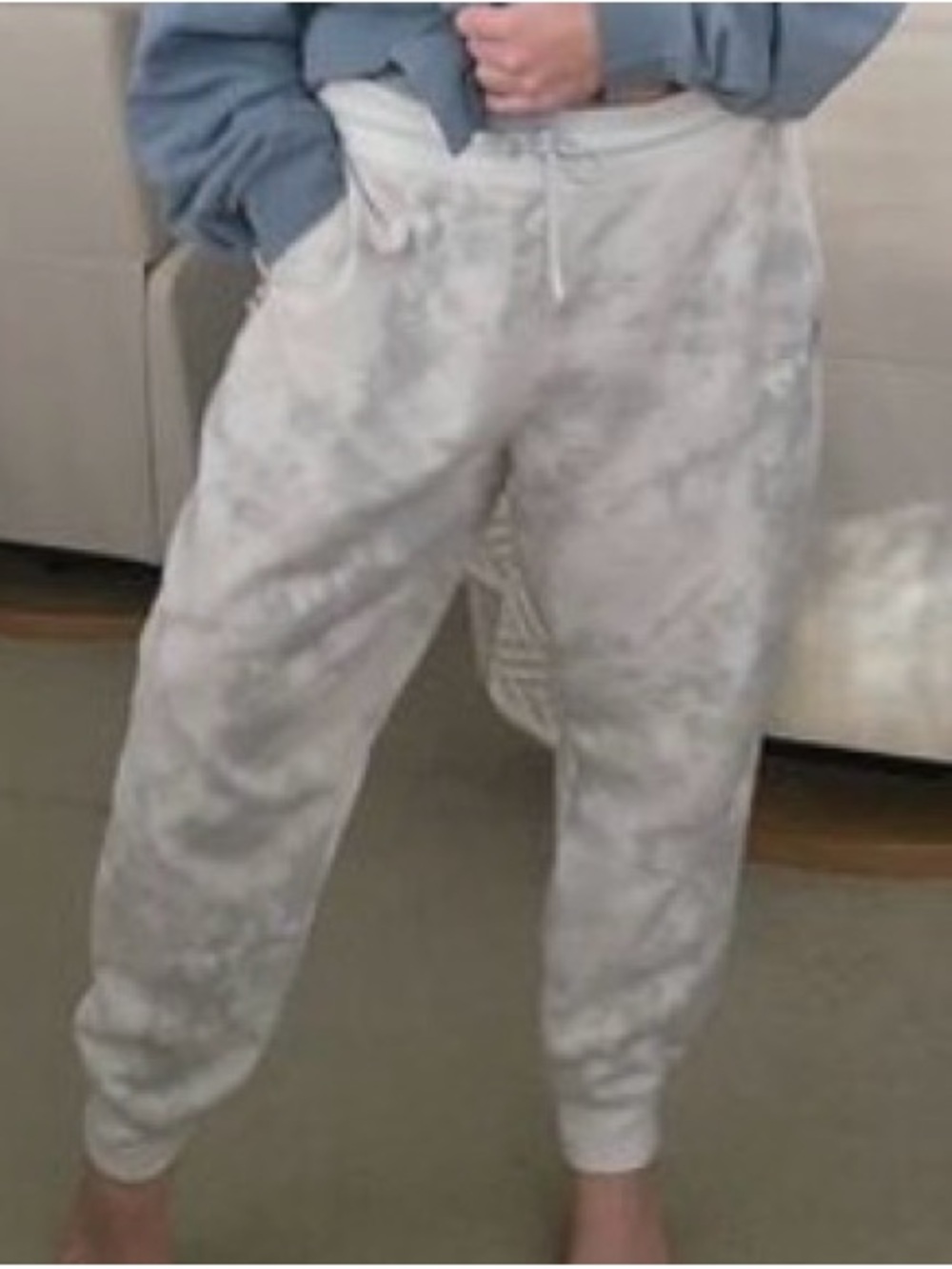 Old Navy Ladies Gray White Tie-Dye Drawstring Jogger Sweatpants Casual Lounge M